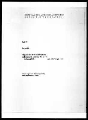 Register of Letters Received and Endorsements Sent and Received