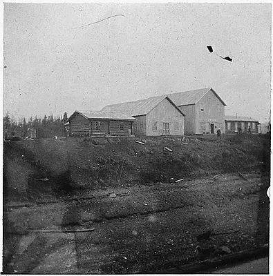 Buildings on a bluff.