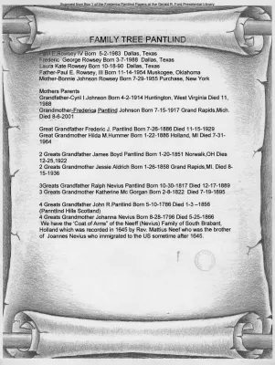 Pantlind Family Tree