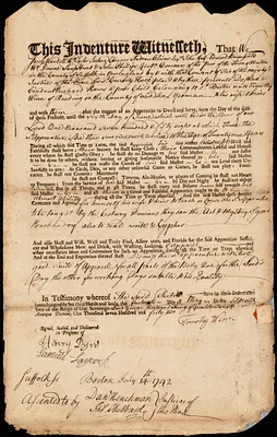 Richard Hewes indentured to apprentice with Timothy Winn of Reading, 14 May 1742