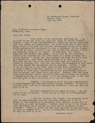 [Fred H. Moore] typed letter (copy) to Elizabeth Glendower Evans, Boston, Mass., August 16, 1921