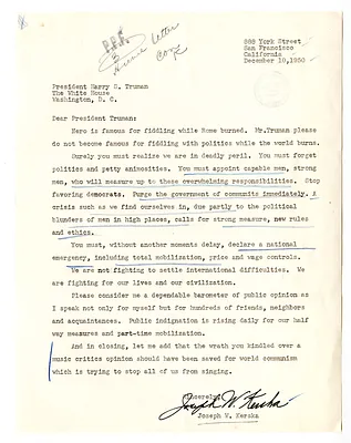 Letter from Joseph Kerska to President Harry S. Truman