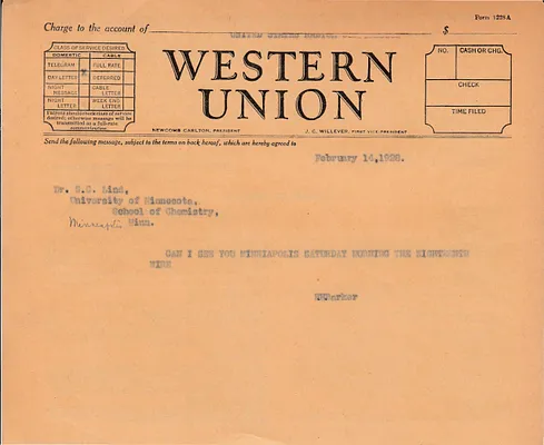 Telegram to Dr. S.C. Lind, February 14, 1928