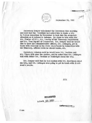 Memorandum of Telephone Conversation with Secretary of State Dean Acheson and Secretary of Commerce Charles Sawyer