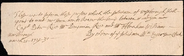 Perambulations of Town Boundary, 1730-1793