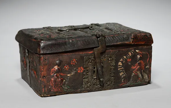 Leather Casket with Scenes of Courtly Love