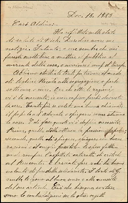 Bartolomeo Vanzetti autographed letter signed to Aldino Felicani, [Charlestown], 16 December 1923