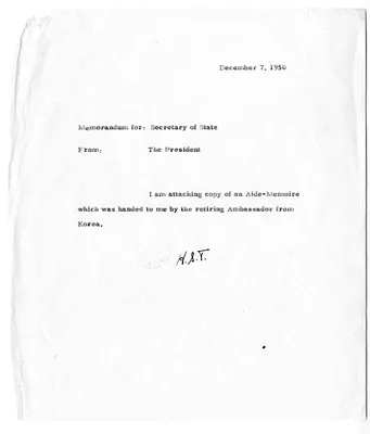 Message from President Harry S. Truman to Secretary of State Dean Acheson