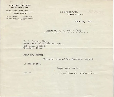 Letters Received to H.H. Barker, June 25, 1930