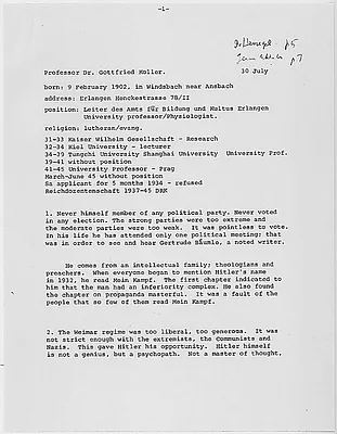 Dr. Gottfried Koller interview notes