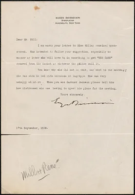 Eugen Boissevain typed letter signed to [Creighton J.] Hill, Austerlitz, N. Y., September 17, 1928