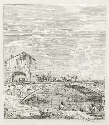 Views:  A Wagon Passing over a Bridge