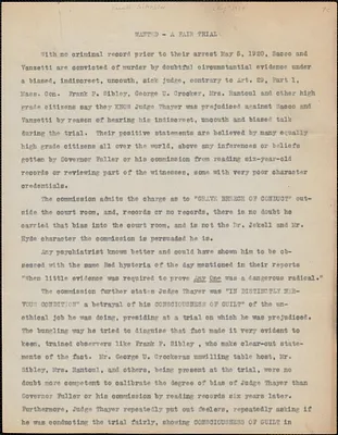 Frank Simpson typescript, Malden, Mass., [August? 1927]: Wanted - a fair trial