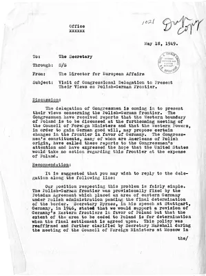 Memorandum from John D. Hickerson to Secretary of State Dean Acheson