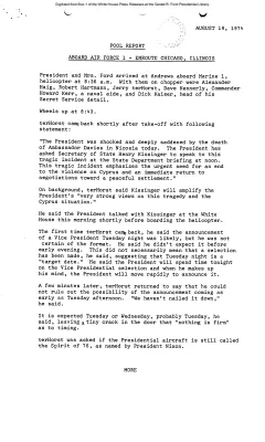 Pool Report - Aboard Air Force 1 - en route Chicago, Illinois