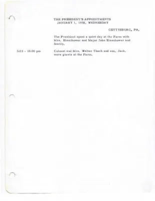 The President's Daily Appointments for January-June 1958