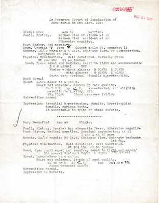 Lab Results, October 21, 1947