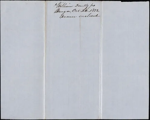 William Dwelley to Samuel Warner, 26 October 1852