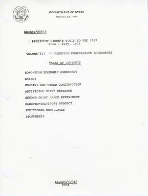 PRESIDENTS VISIT TO THE USSR Possible Coop [June-July 1974]