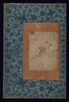 Single Leaf of a Mounted Figure Attacked by a Lion