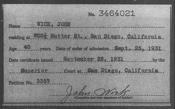 Wick, John - 1931