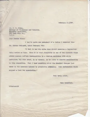 Letters Sent to Dr. H.B. Flinn [Dr. Frederick B. Flinn], February 10, 1927