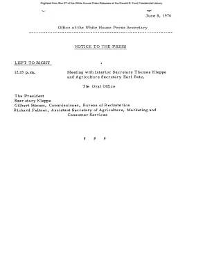 List of Participants in Meeting with Interior Secretary Thomas Kleppe and Agriculture Secretary Earl Butz [Meeting Attendee List]