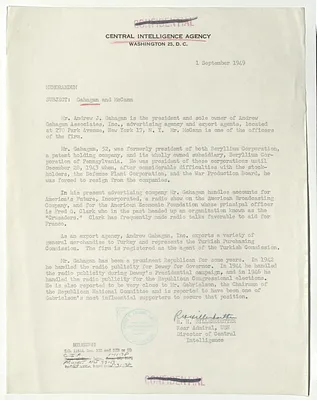 Memorandum from R. H. Hillenkoetter