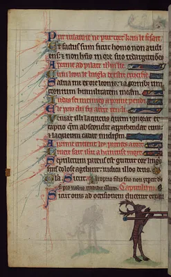 Brechimer the Stag carrying the back of Renard the Fox's bier, from a marginal cycle of images of the funeral of Renard the Fox