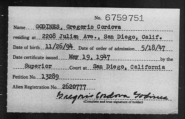 Godines, Gregorio Cordova - 1947