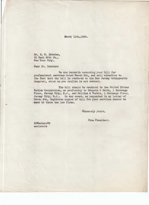 Letters Sent to Dr. H.M. Imboden, March 12, 1929