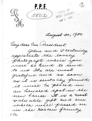 Letter from Drucie Snyder Horton to President Harry S. Truman