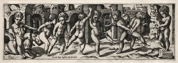 Frieze of Children Dancing to a Bag-pipe