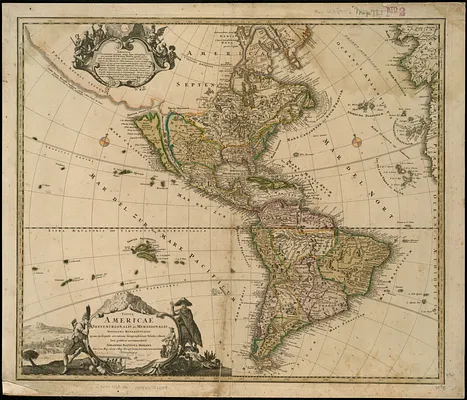 Totius Americae septentrionalis et meridionalis novissima repræsentatio quam ex singulis recantium geographorum tabulis collecta luci publicæ accomodavit