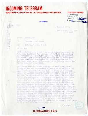 Telegram from William C. Burdett, Jr. to Secretary of State Dean Acheson