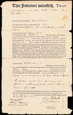Indenture of Isaac Thompson to James Waldock, tailor