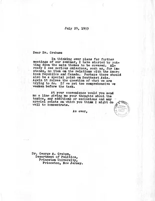 Letter from Dean Acheson to George A. Graham