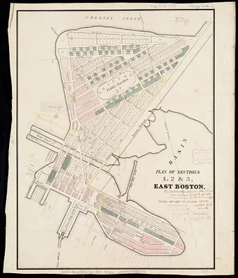 Plan of sections of 1, 2 & 3, East Boston