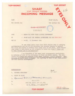 Cable, Bernard Montgomery to Dwight D. Eisenhower