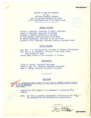 Minutes of the Twenty-Seventh Meeting of the National Security Council