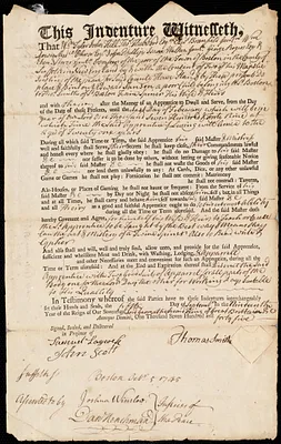 Edward Sanson indentured to apprentice with Thomas Smith of Boston, 5 September 1745