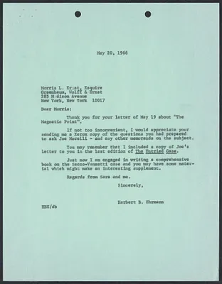 Herbert Brutus Ehrmann Papers, 1906-1970. Sacco-Vanzetti. Morris Ernst: notes on Joe Morelli. Box 12, Folder 3, Harvard Law School Library, Historical & Special Collections