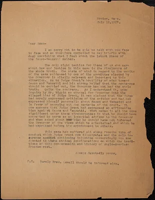 Typed letter (copy) to Sam, Boston, Mass., July 12, 1927