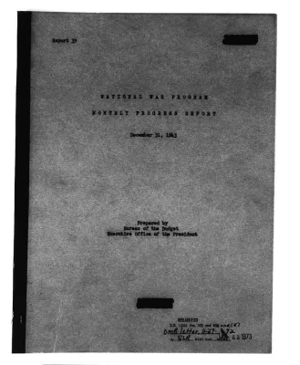 Bureau of the Budget- Progress reports on the National Defense Program, December 31, 1943