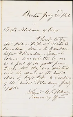 Civil War enlistment paper