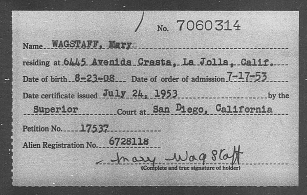 Wagstaff, Mary - 1953