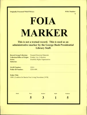 CBFL [Coalition for Barrier Free Living ] Newsletter [1978]