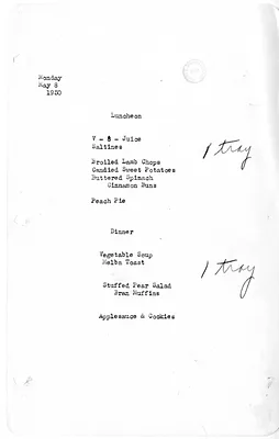 White House Luncheon and Dinner Menu
