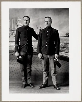 Naval uniforms and backdrop