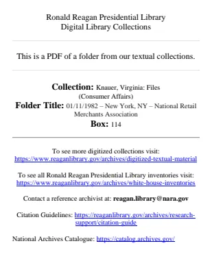 01/11/1982 – New York, NY – National Retail Merchants Association